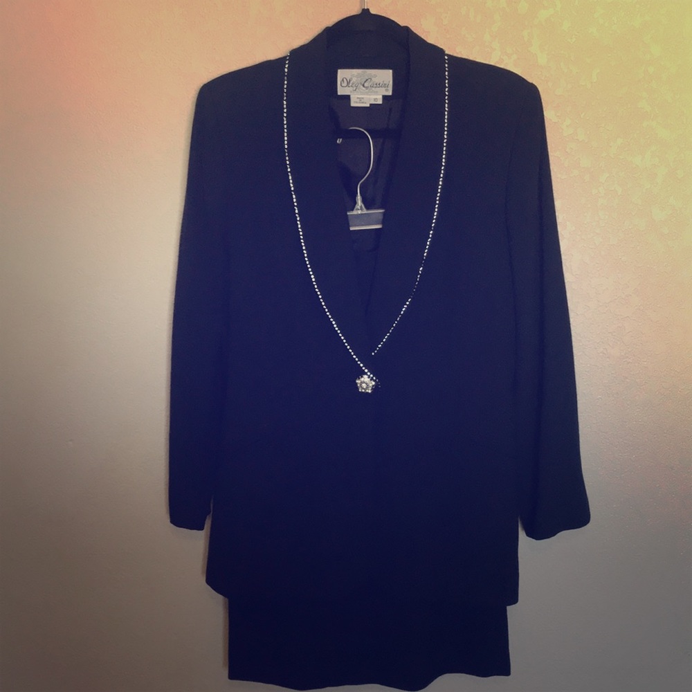 Black Skirt Suit with Rhinestones